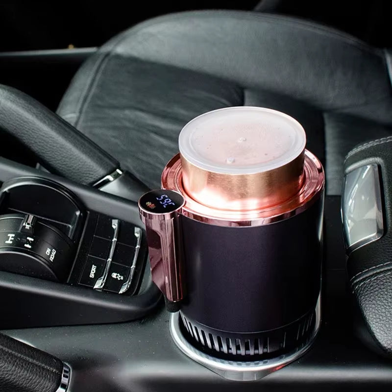 12V Smart Car Cup Cooler and Coffee Warmer - Mini Refrigerator for Travel Beverages