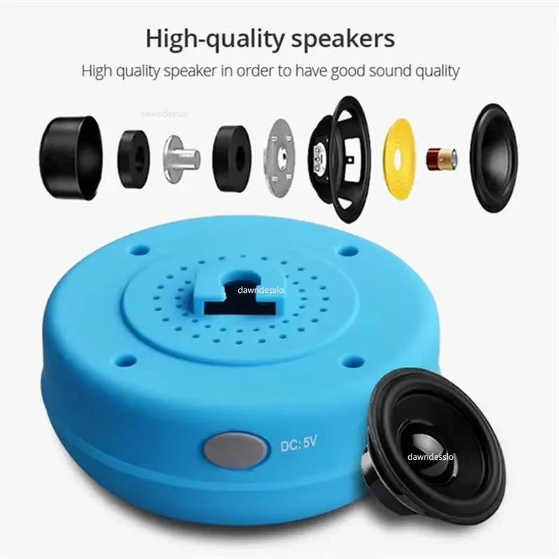 Wireless Waterproof Portable Shower Speaker with Bluetooth Compatibility and Hands-Free Functionality